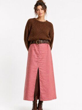Vintage Mothwurf Austria Pink Linen Maxi Skirt - W 28"
